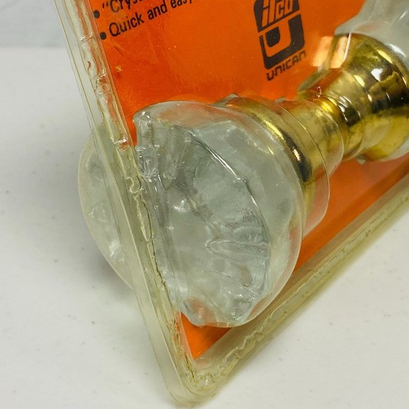 Vintage Fluted Glass Crystal Ilco Unican 2" Round Door Knobs AG-30 Brass Base - Picture 2 of 7